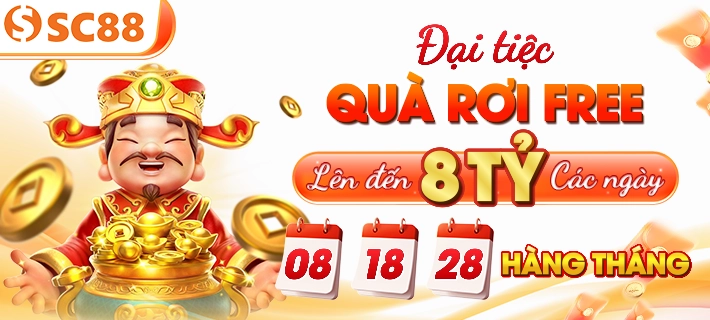 khuyến mãi sc88 - Đại tiệc quà rơi free lên đến 8 tỷ các ngày 08 - 18 - 28 hàng tháng